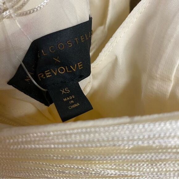 Michael Costello REVOLVE Skylar Mini Dress white ivory Halter fringe XS - Picture 10 of 11